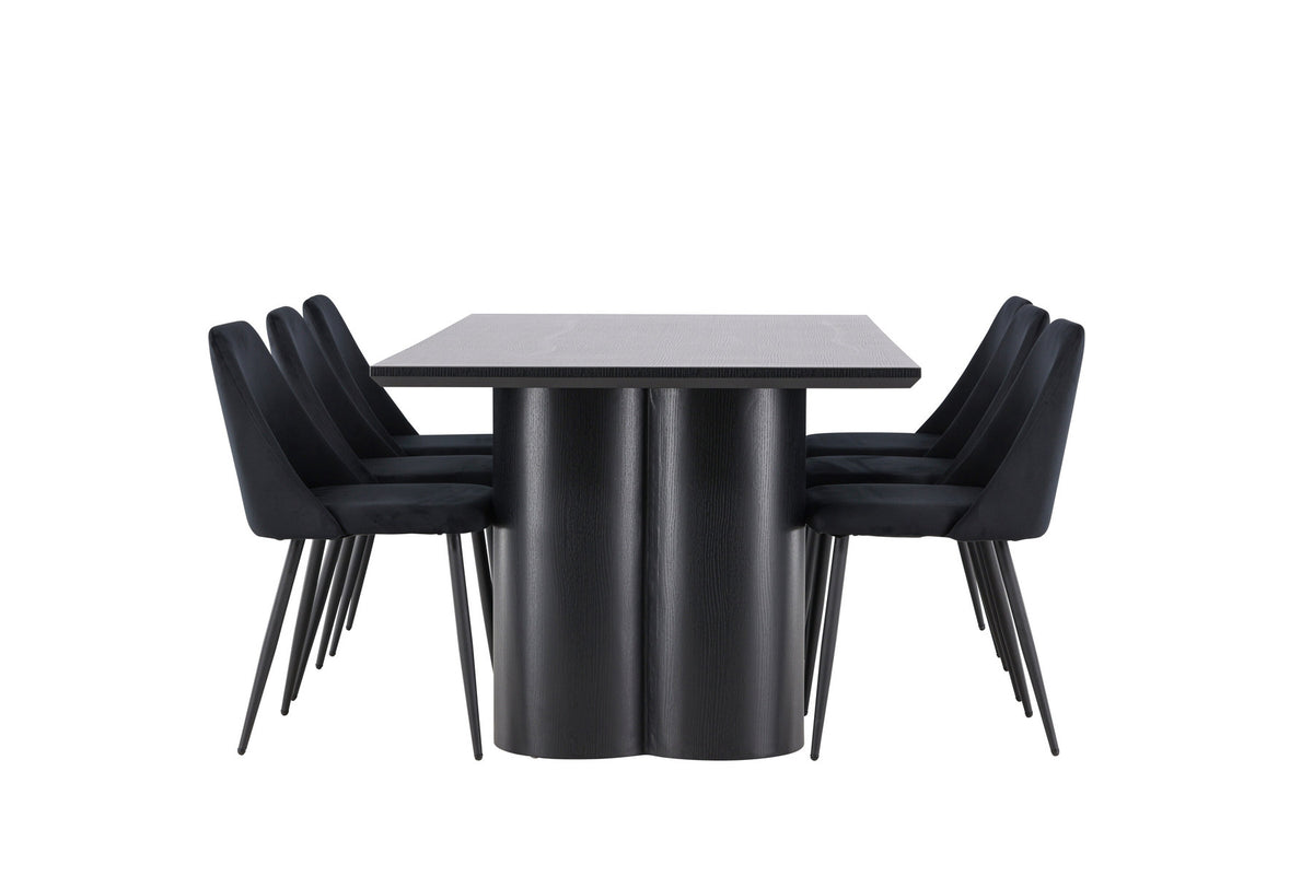 Olivia Esstisch mit Night Stühlen in Schwarz präsentiert im Onlineshop von KAQTU Design AG. Esszimmerset ist von Venture Home