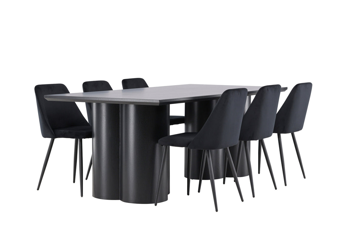 Olivia Esstisch mit Night Stühlen in Schwarz präsentiert im Onlineshop von KAQTU Design AG. Esszimmerset ist von Venture Home