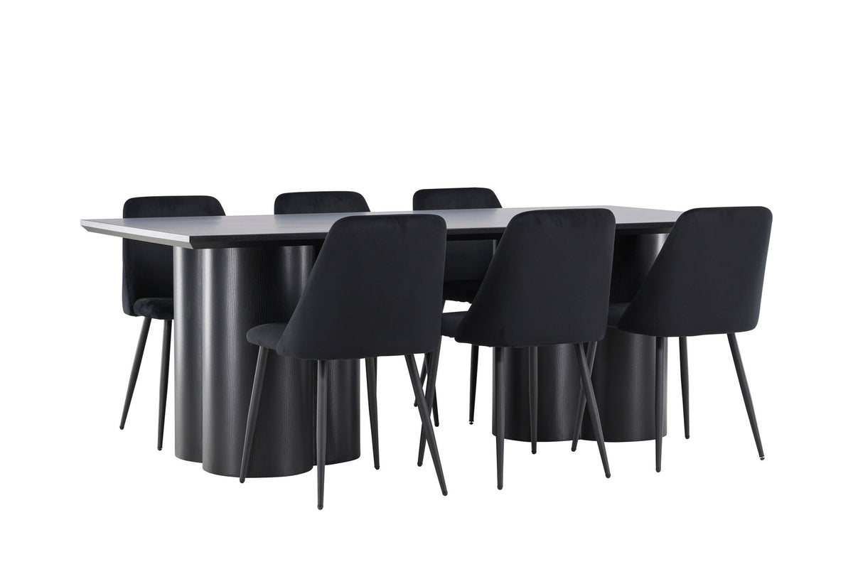 Olivia Esstisch mit Night Stühlen in Schwarz präsentiert im Onlineshop von KAQTU Design AG. Esszimmerset ist von Venture Home