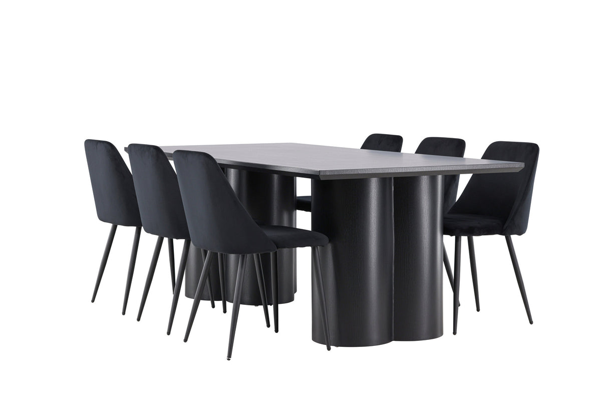 Olivia Esstisch mit Night Stühlen in Schwarz präsentiert im Onlineshop von KAQTU Design AG. Esszimmerset ist von Venture Home