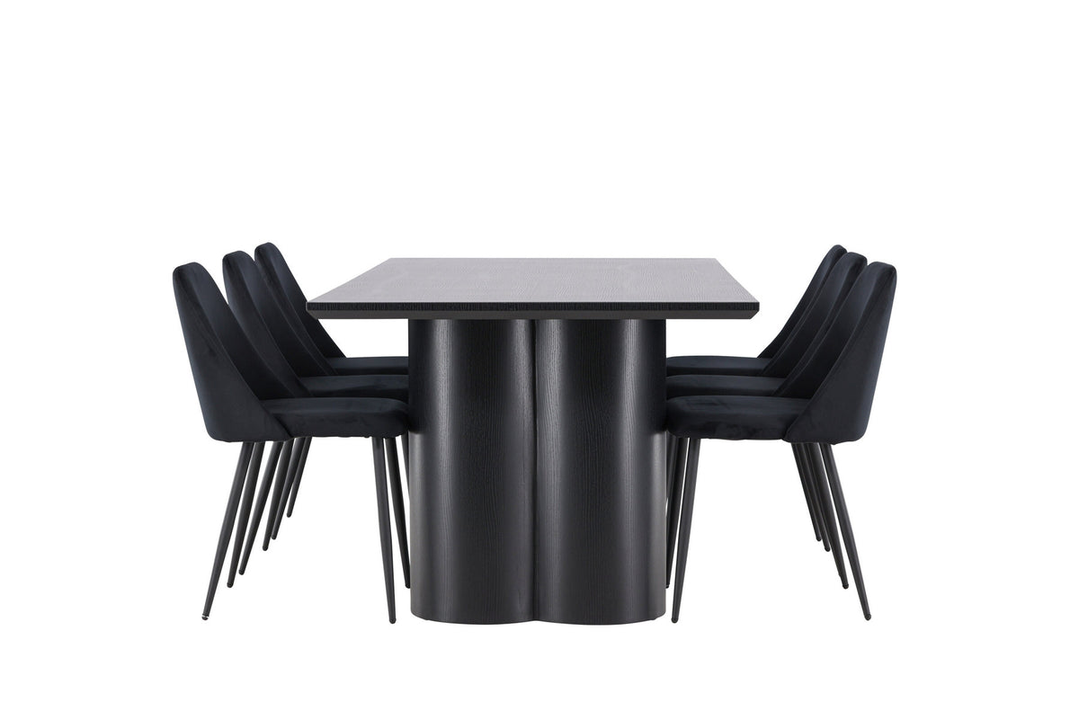 Olivia Esstisch mit Night Stühlen in Schwarz präsentiert im Onlineshop von KAQTU Design AG. Esszimmerset ist von Venture Home