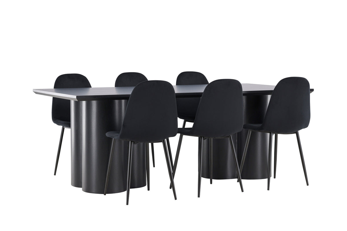 Olivia Esstisch mit Polar Stühlen in Schwarz präsentiert im Onlineshop von KAQTU Design AG. Esszimmerset ist von Venture Home