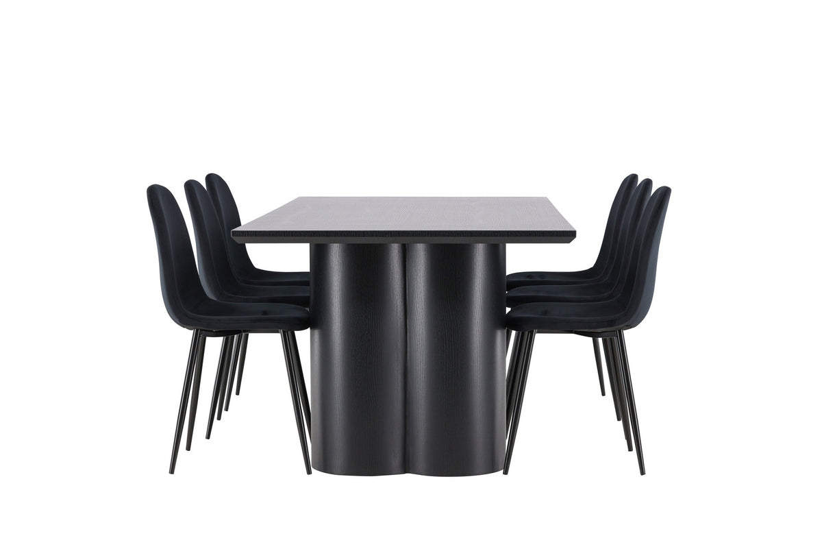 Olivia Esstisch mit Polar Stühlen in Schwarz präsentiert im Onlineshop von KAQTU Design AG. Esszimmerset ist von Venture Home