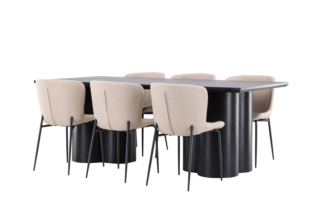 Olivia Esstisch mit Modesto Stühlen in Beige präsentiert im Onlineshop von KAQTU Design AG. Esszimmerset ist von Venture Home