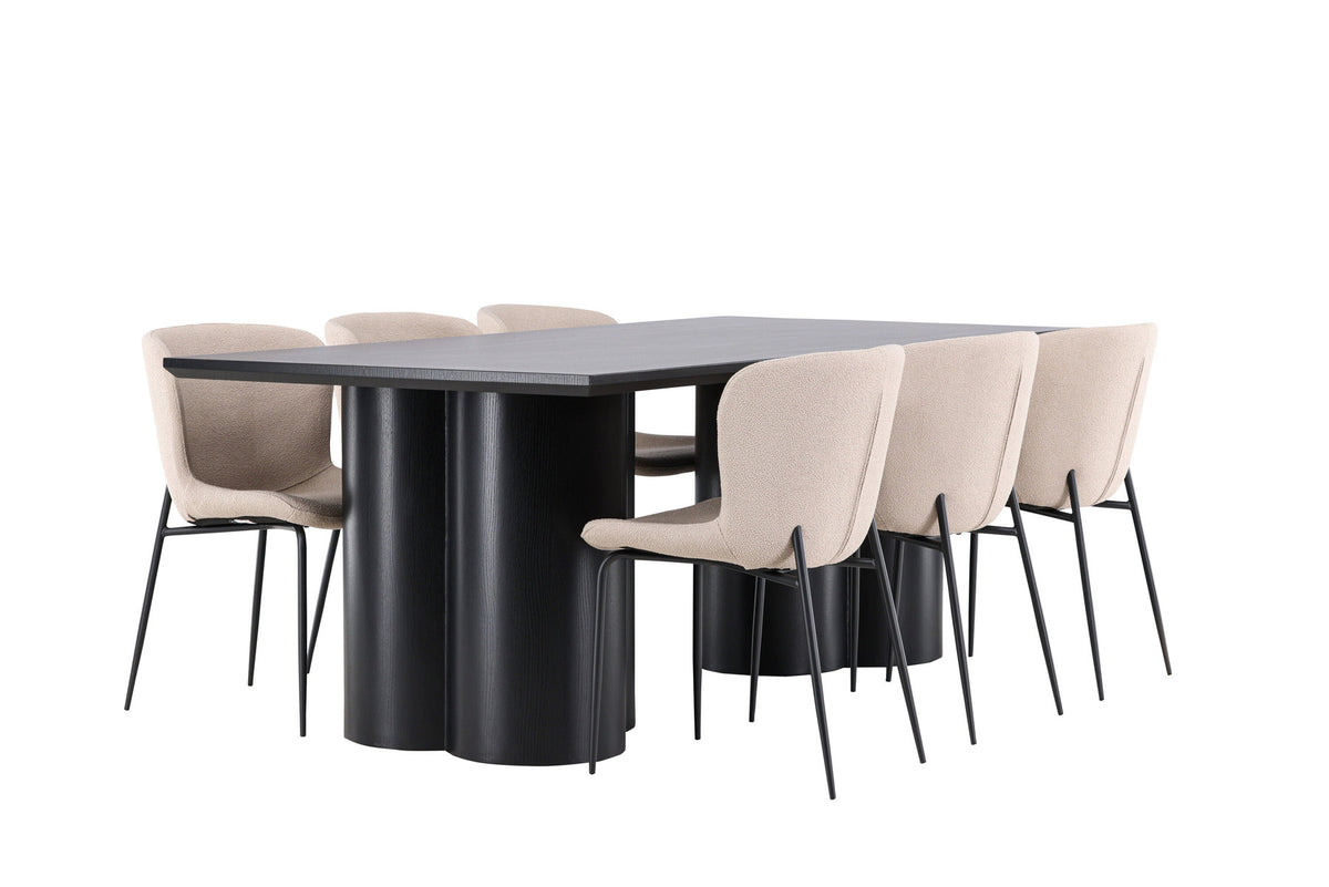 Olivia Esstisch mit Modesto Stühlen in Beige präsentiert im Onlineshop von KAQTU Design AG. Esszimmerset ist von Venture Home