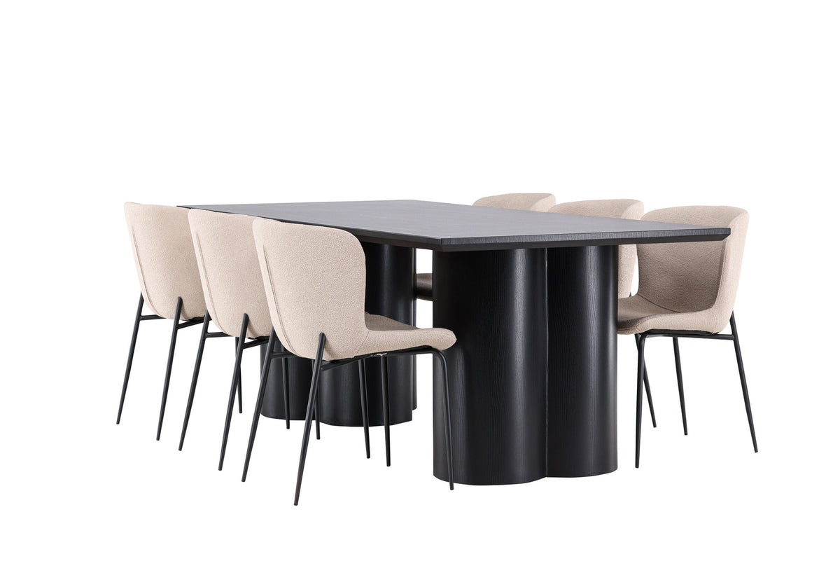 Olivia Esstisch mit Modesto Stühlen in Beige präsentiert im Onlineshop von KAQTU Design AG. Esszimmerset ist von Venture Home