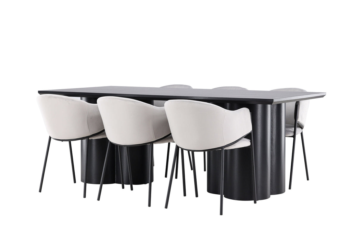 Olivia Esstisch mit Evelina Stühlen in Grau präsentiert im Onlineshop von KAQTU Design AG. Esszimmerset ist von Venture Home