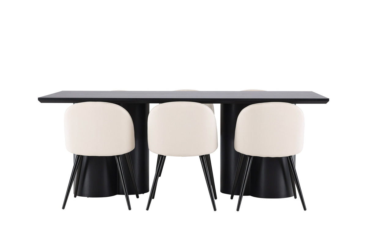 Olivia Esstisch mit Velvet Stühlen in Beige präsentiert im Onlineshop von KAQTU Design AG. Esszimmerset ist von Venture Home