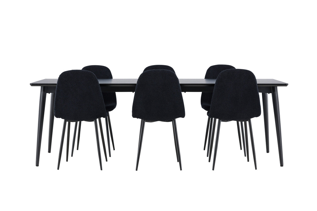 Ellis Esstisch mit Polar Stühlen in Schwarz präsentiert im Onlineshop von KAQTU Design AG. Esszimmerset ist von Venture Home