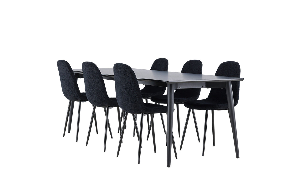 Ellis Esstisch mit Polar Stühlen in Schwarz präsentiert im Onlineshop von KAQTU Design AG. Esszimmerset ist von Venture Home