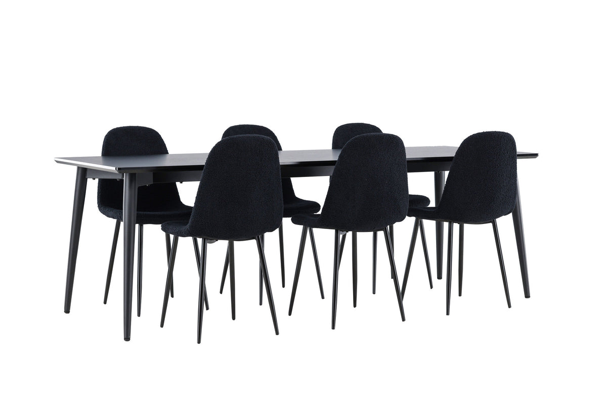 Ellis Esstisch mit Polar Stühlen in Schwarz präsentiert im Onlineshop von KAQTU Design AG. Esszimmerset ist von Venture Home