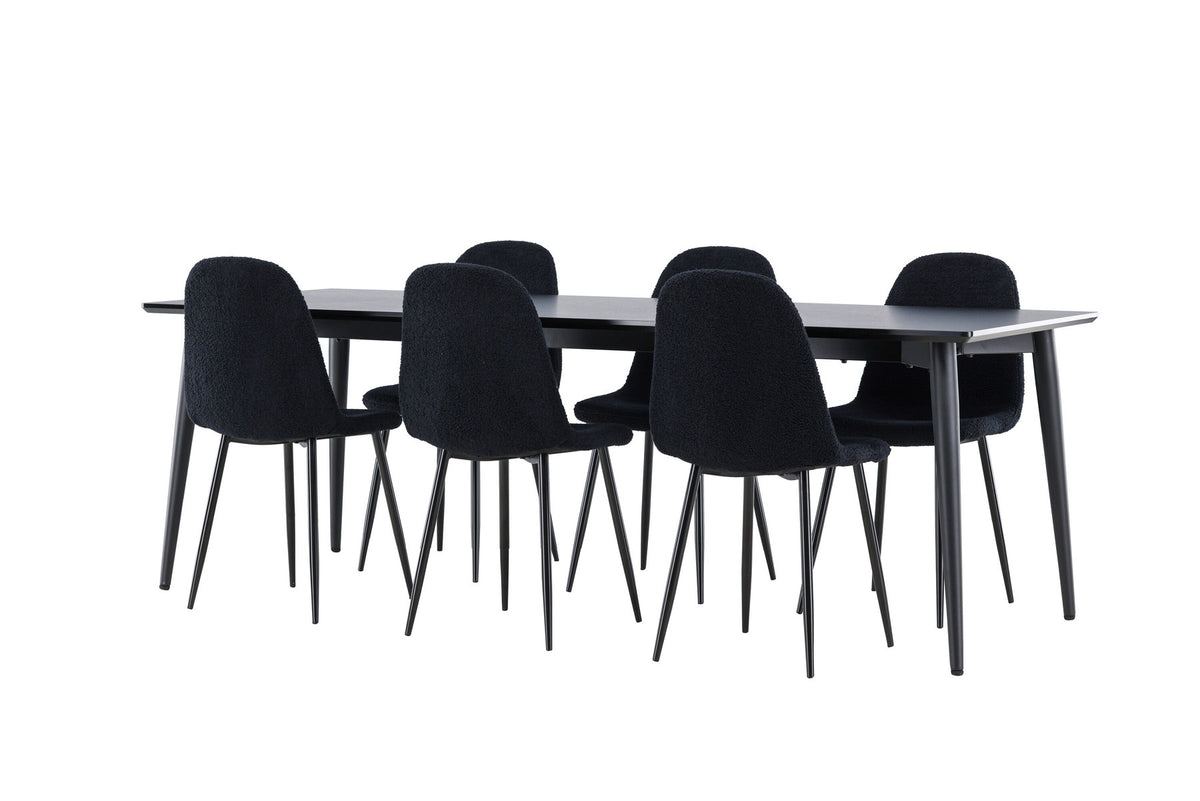 Ellis Esstisch mit Polar Stühlen in Schwarz präsentiert im Onlineshop von KAQTU Design AG. Esszimmerset ist von Venture Home