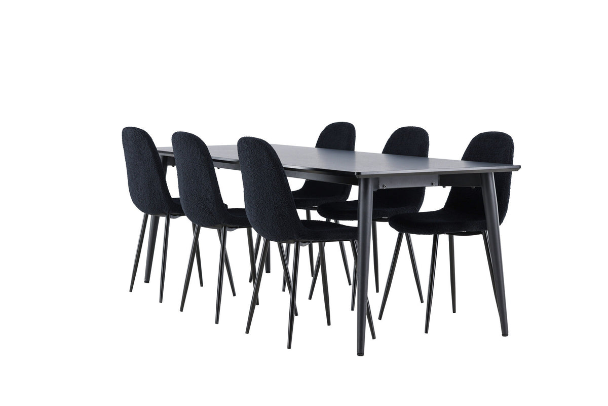 Ellis Esstisch mit Polar Stühlen in Schwarz präsentiert im Onlineshop von KAQTU Design AG. Esszimmerset ist von Venture Home