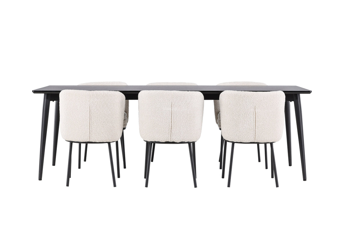 Ellis Esstisch mit Stühlen Agnes in Weiss präsentiert im Onlineshop von KAQTU Design AG. Esszimmerset ist von Venture Home