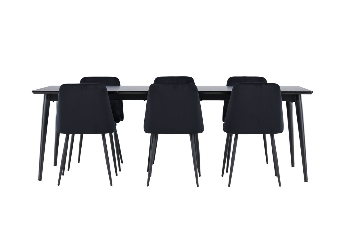Esstisch Ellis mit Night Stühlen in Schwarz präsentiert im Onlineshop von KAQTU Design AG. Esszimmerset ist von Venture Home