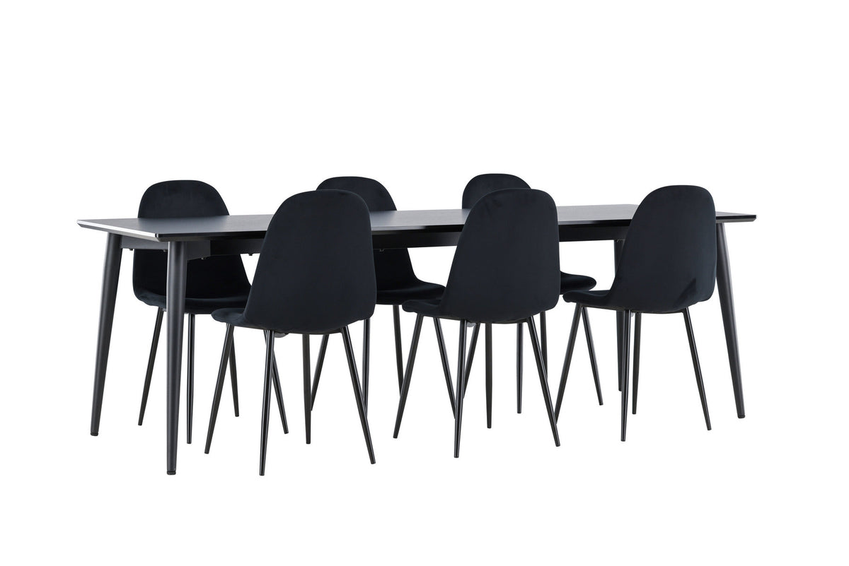 Ellis Esstisch mit Polar Stühlen in Schwarz präsentiert im Onlineshop von KAQTU Design AG. Esszimmerset ist von Venture Home