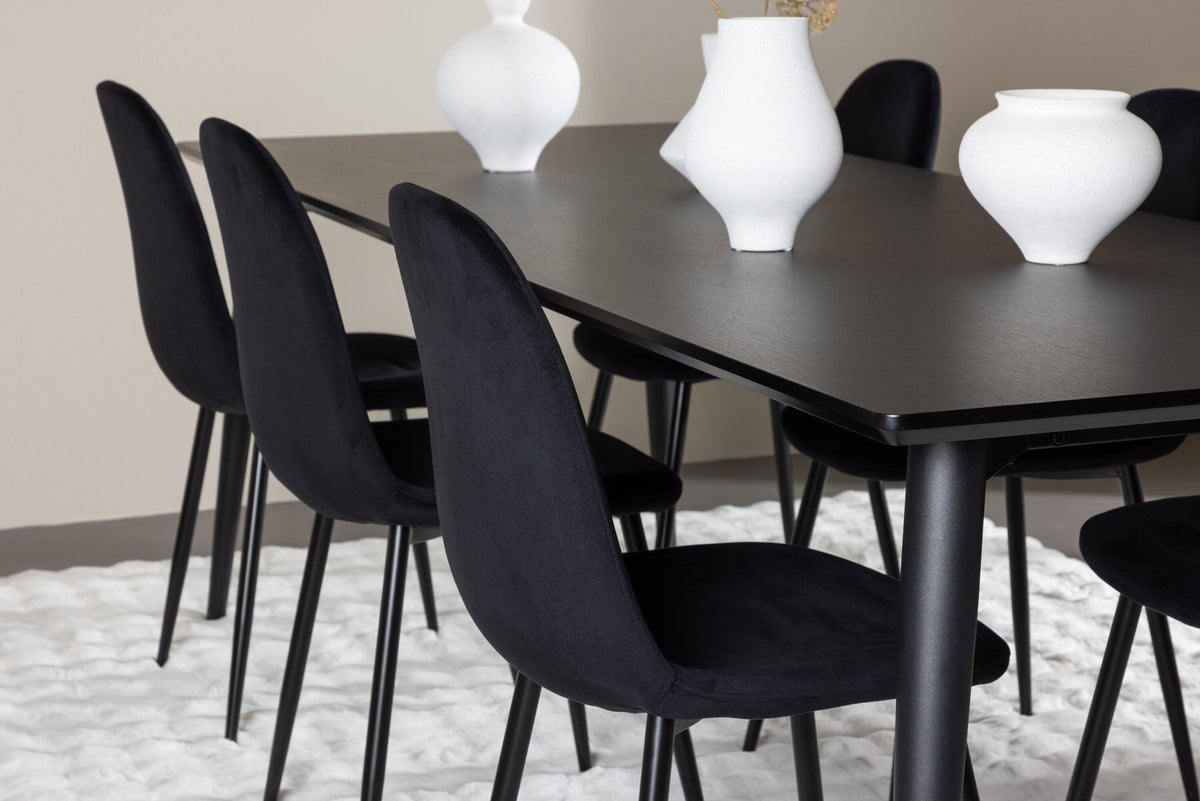 Ellis Esstisch mit Polar Stühlen in Schwarz präsentiert im Onlineshop von KAQTU Design AG. Esszimmerset ist von Venture Home