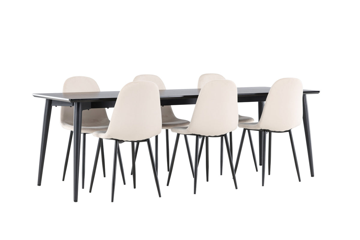 Ellis Esstisch mit Polar Stühlen in Beige präsentiert im Onlineshop von KAQTU Design AG. Esszimmerset ist von Venture Home