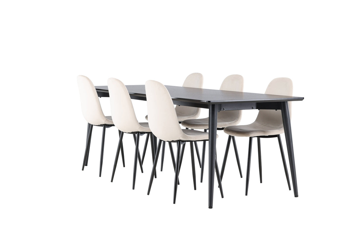Ellis Esstisch mit Polar Stühlen in Beige präsentiert im Onlineshop von KAQTU Design AG. Esszimmerset ist von Venture Home