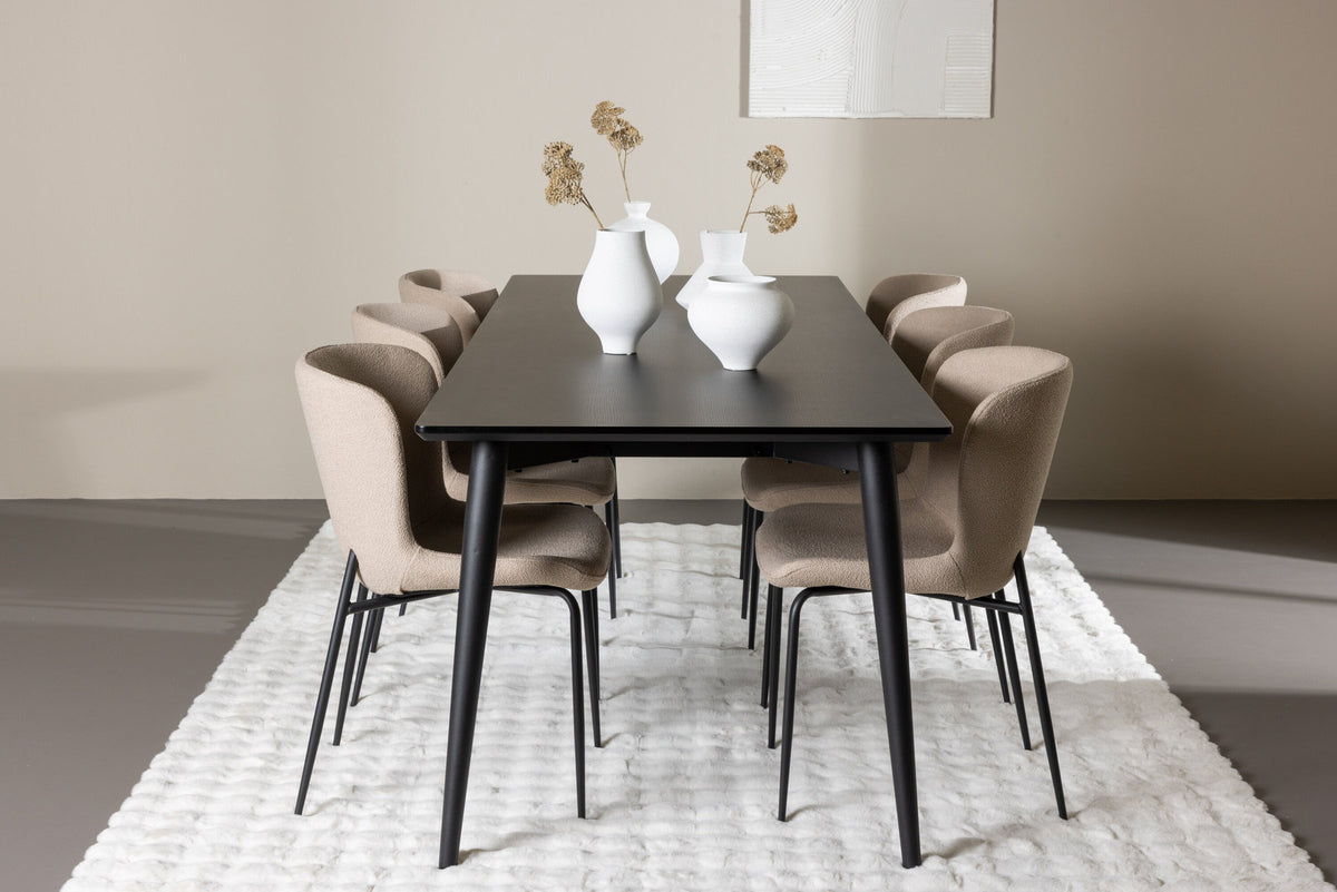 Ellis Esstisch mit Modesto Stühlen in Beige präsentiert im Onlineshop von KAQTU Design AG. Esszimmerset ist von Venture Home