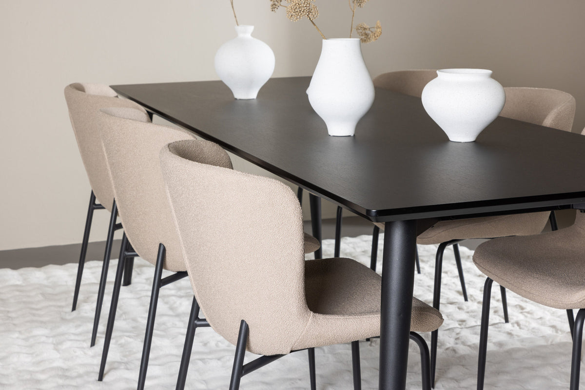 Ellis Esstisch mit Modesto Stühlen in Beige präsentiert im Onlineshop von KAQTU Design AG. Esszimmerset ist von Venture Home