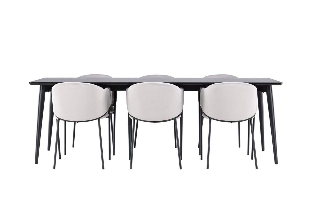 Tisch Ellis mit Stühlen Evelina in Grau präsentiert im Onlineshop von KAQTU Design AG. Esszimmerset ist von Venture Home