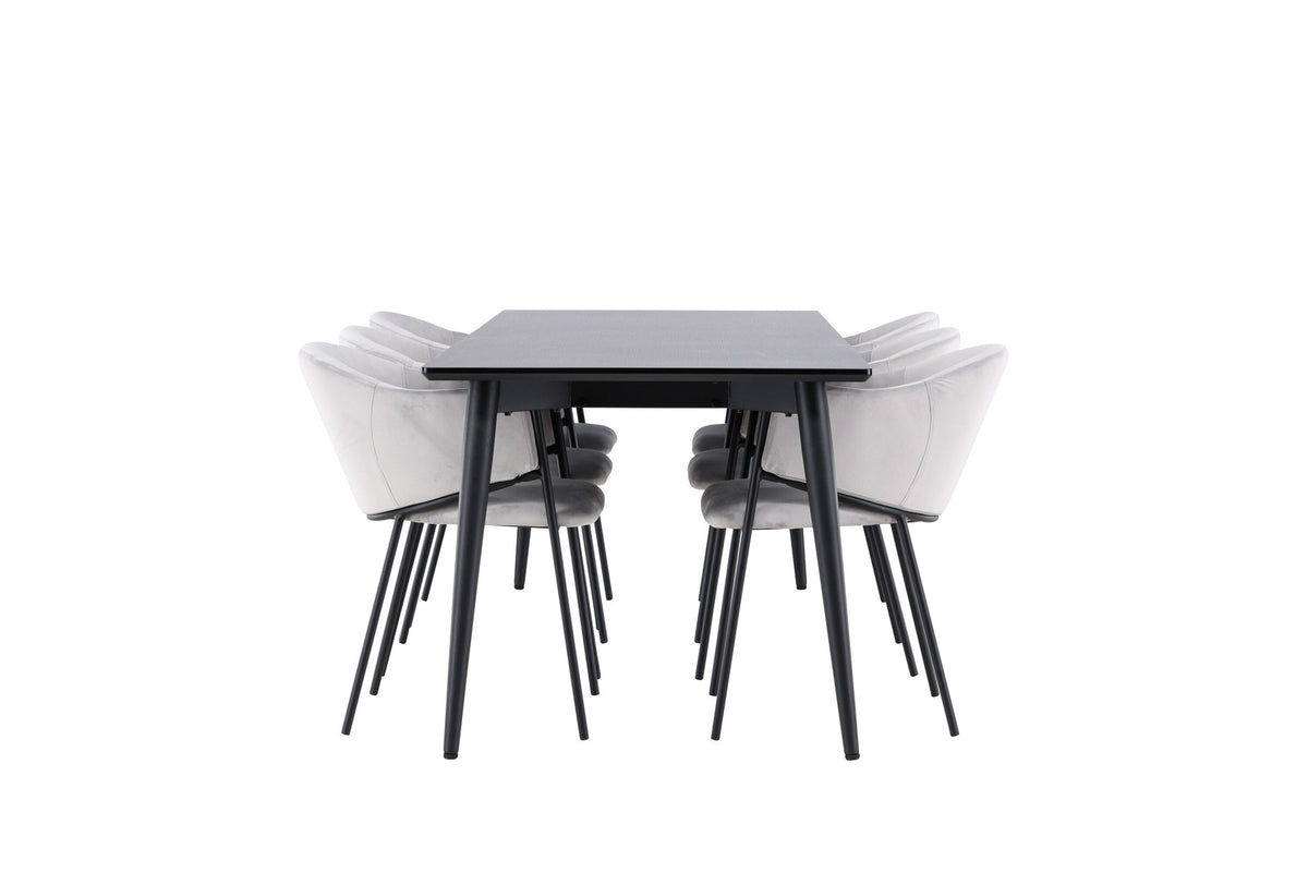 Tisch Ellis mit Stühlen Evelina in Grau präsentiert im Onlineshop von KAQTU Design AG. Esszimmerset ist von Venture Home