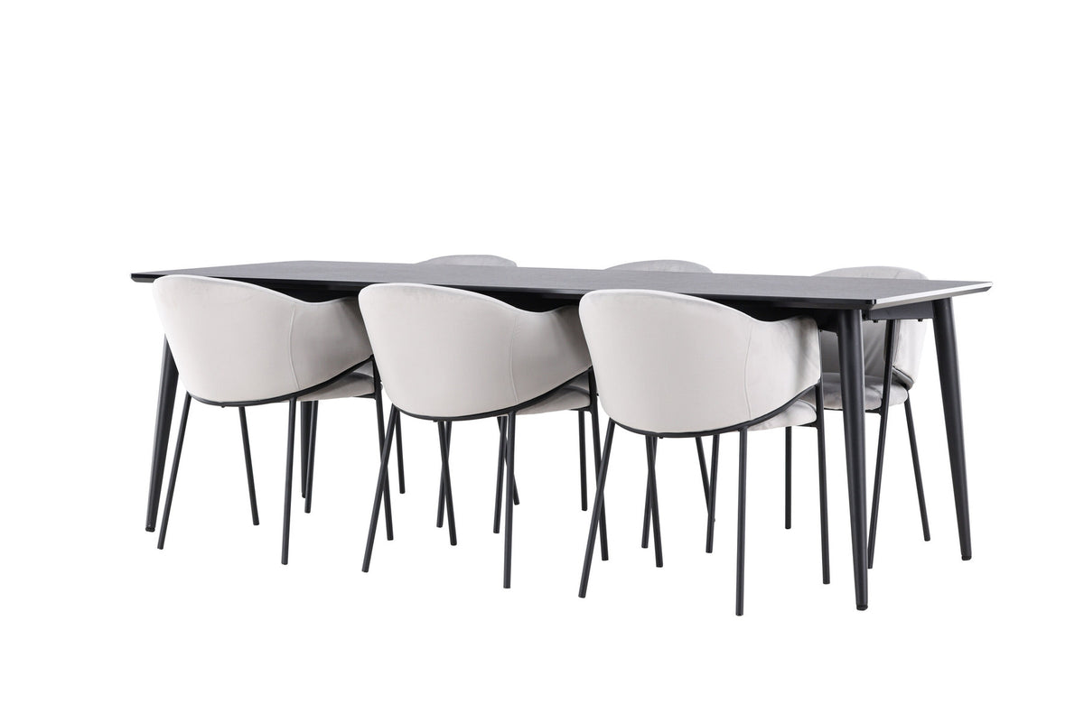 Tisch Ellis mit Stühlen Evelina in Grau präsentiert im Onlineshop von KAQTU Design AG. Esszimmerset ist von Venture Home