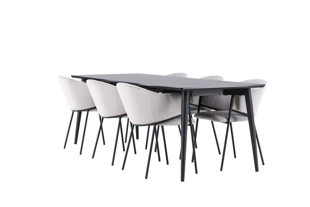 Tisch Ellis mit Stühlen Evelina in Grau präsentiert im Onlineshop von KAQTU Design AG. Esszimmerset ist von Venture Home