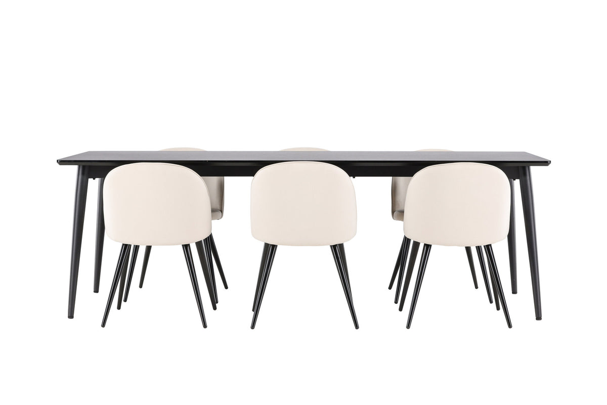 Ellis Esstisch mit Velvet Stühlen in Beige präsentiert im Onlineshop von KAQTU Design AG. Esszimmerset ist von Venture Home