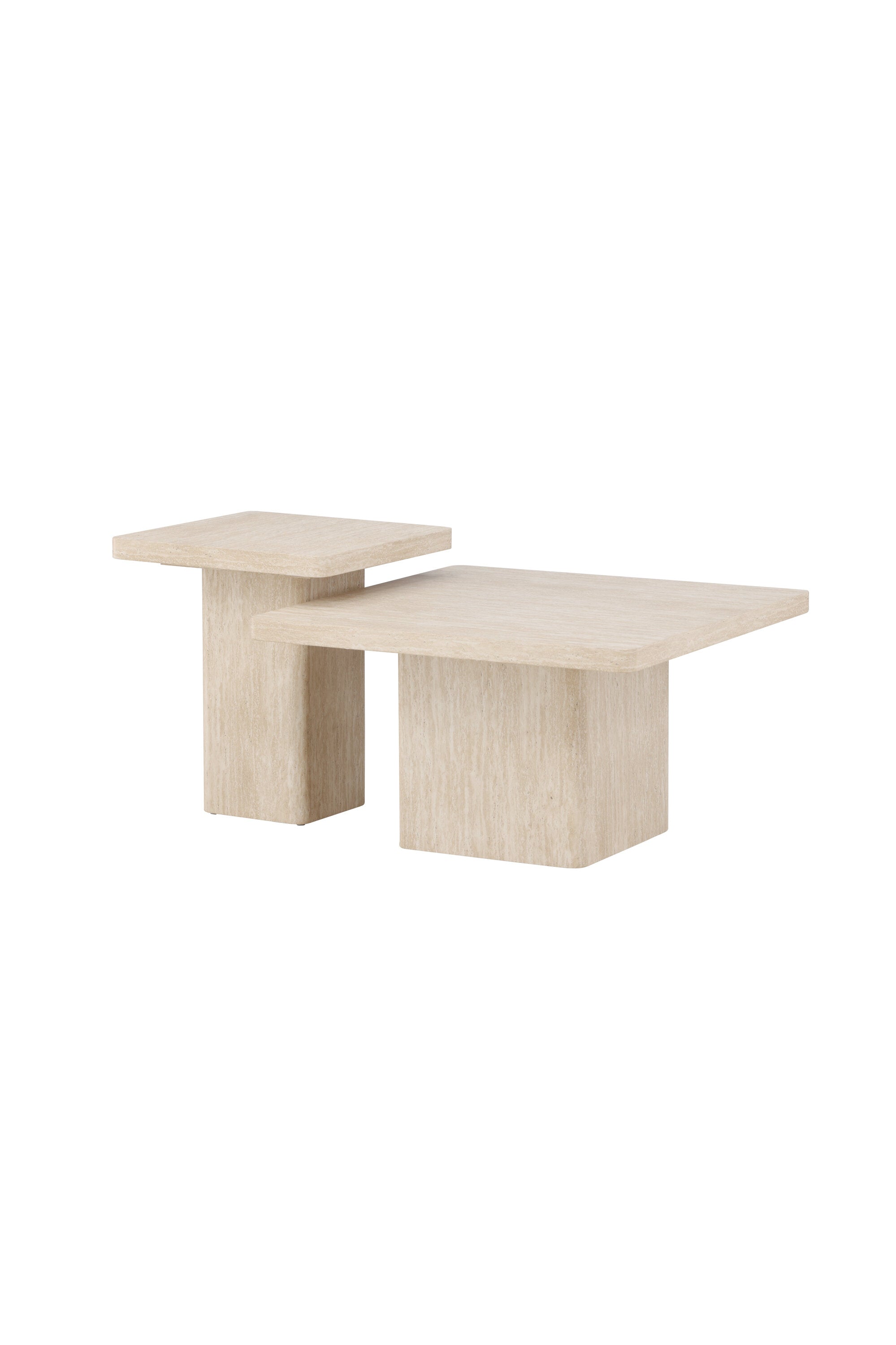 Qvart Sofatisch-Set in Travertinoptik präsentiert im Onlineshop von KAQTU Design AG. Beistelltisch ist von Venture Home