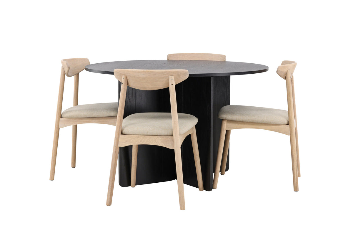 Tyresö Esstisch mit Ven Stühlen in Whitewash präsentiert im Onlineshop von KAQTU Design AG. Esszimmerset ist von Venture Home
