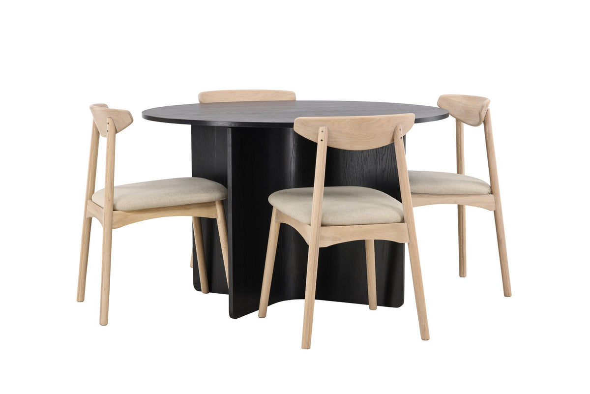Tyresö Esstisch mit Ven Stühlen in Whitewash präsentiert im Onlineshop von KAQTU Design AG. Esszimmerset ist von Venture Home