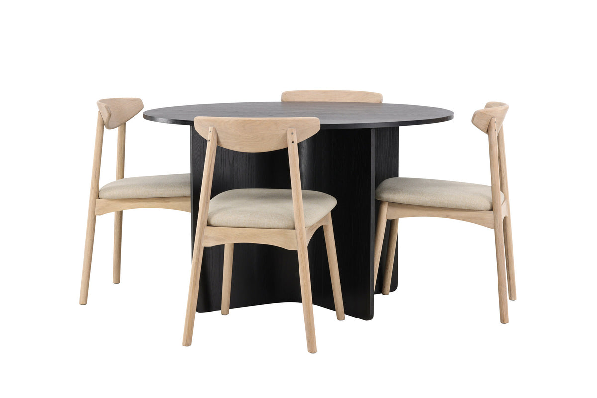 Tyresö Esstisch mit Ven Stühlen in Whitewash präsentiert im Onlineshop von KAQTU Design AG. Esszimmerset ist von Venture Home