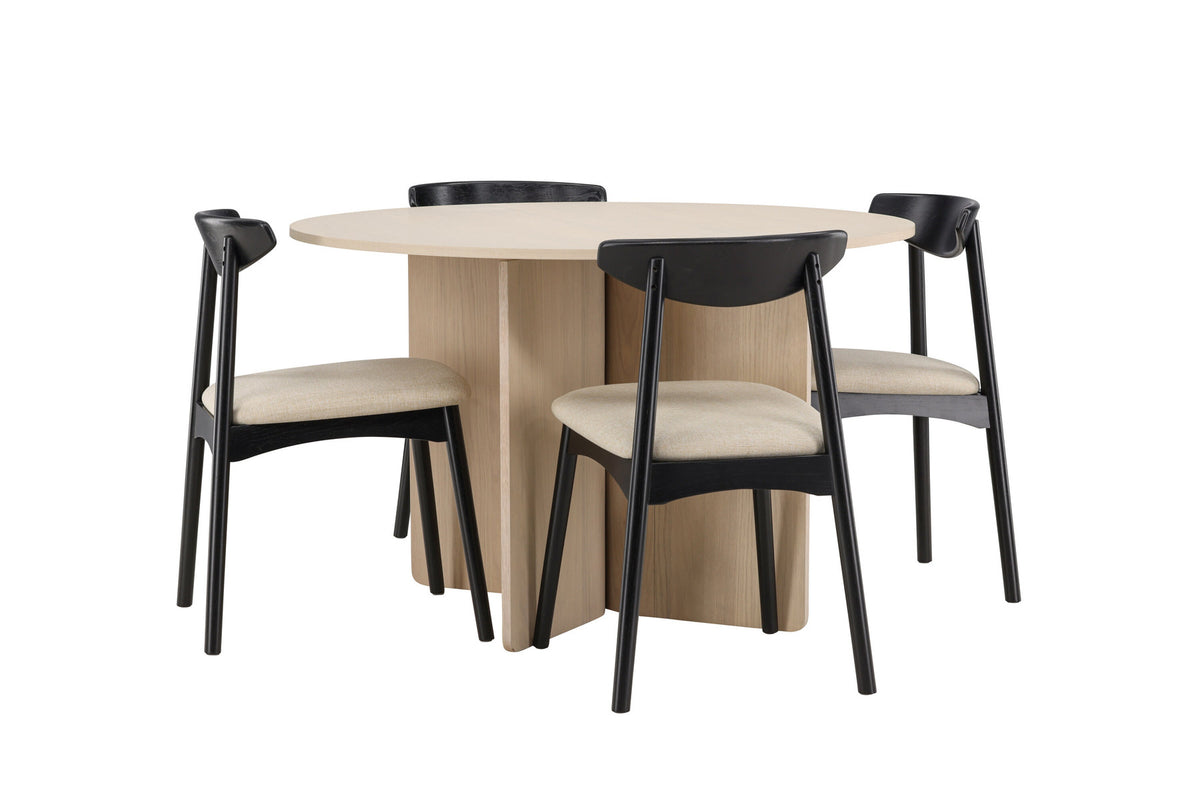 Tyresö Esstisch mit Ven Stühlen in Schwarz präsentiert im Onlineshop von KAQTU Design AG. Esszimmerset ist von Venture Home