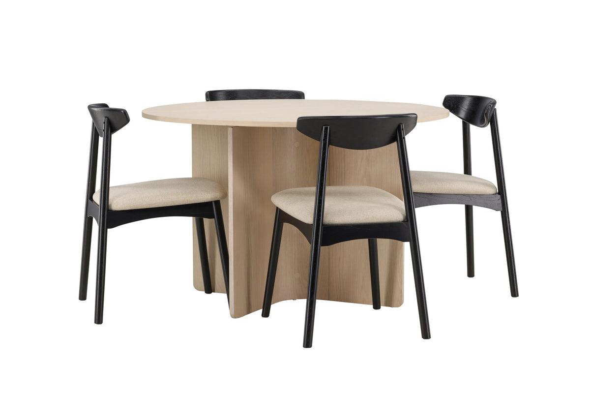 Tyresö Esstisch mit Ven Stühlen in Schwarz präsentiert im Onlineshop von KAQTU Design AG. Esszimmerset ist von Venture Home