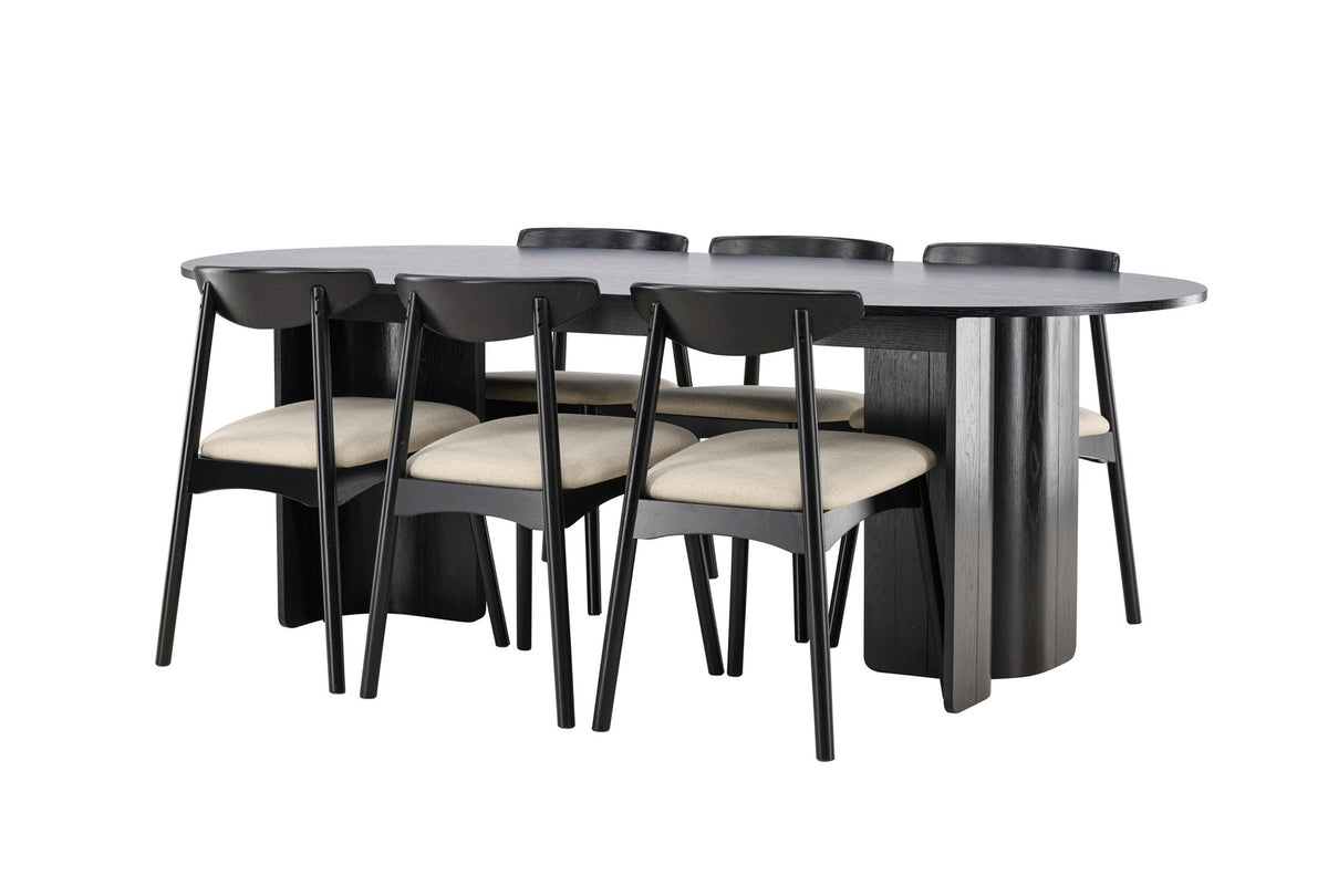 Tyresö Esstisch mit Ven Stühlen in Schwarz präsentiert im Onlineshop von KAQTU Design AG. Esszimmerset ist von Venture Home