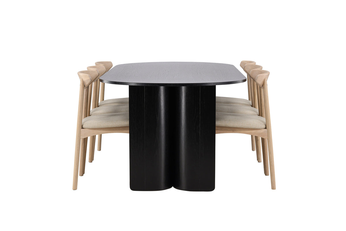 Tyresö Esstisch mit Ven Stühlen in Whitewash präsentiert im Onlineshop von KAQTU Design AG. Esszimmerset ist von Venture Home
