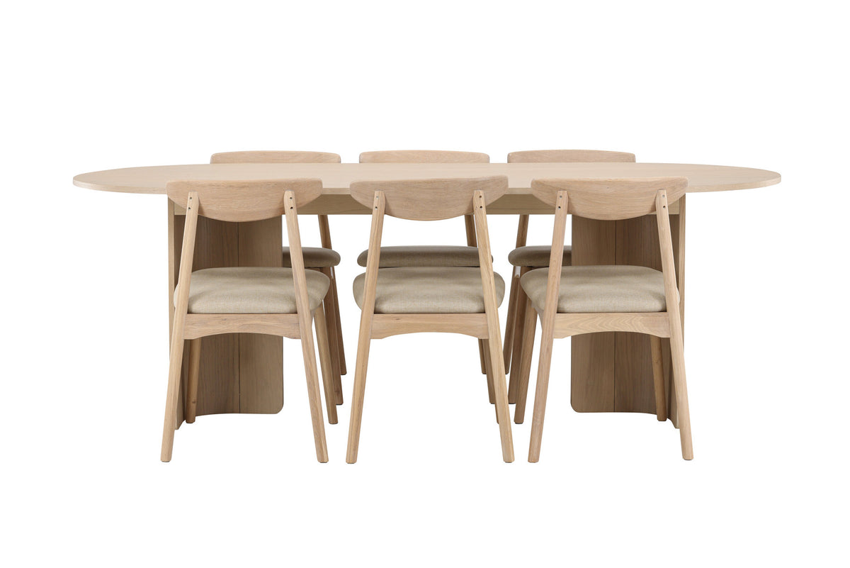 Tyresö Esstisch mit Ven Stühlen in Whitewash präsentiert im Onlineshop von KAQTU Design AG. Esszimmerset ist von Venture Home