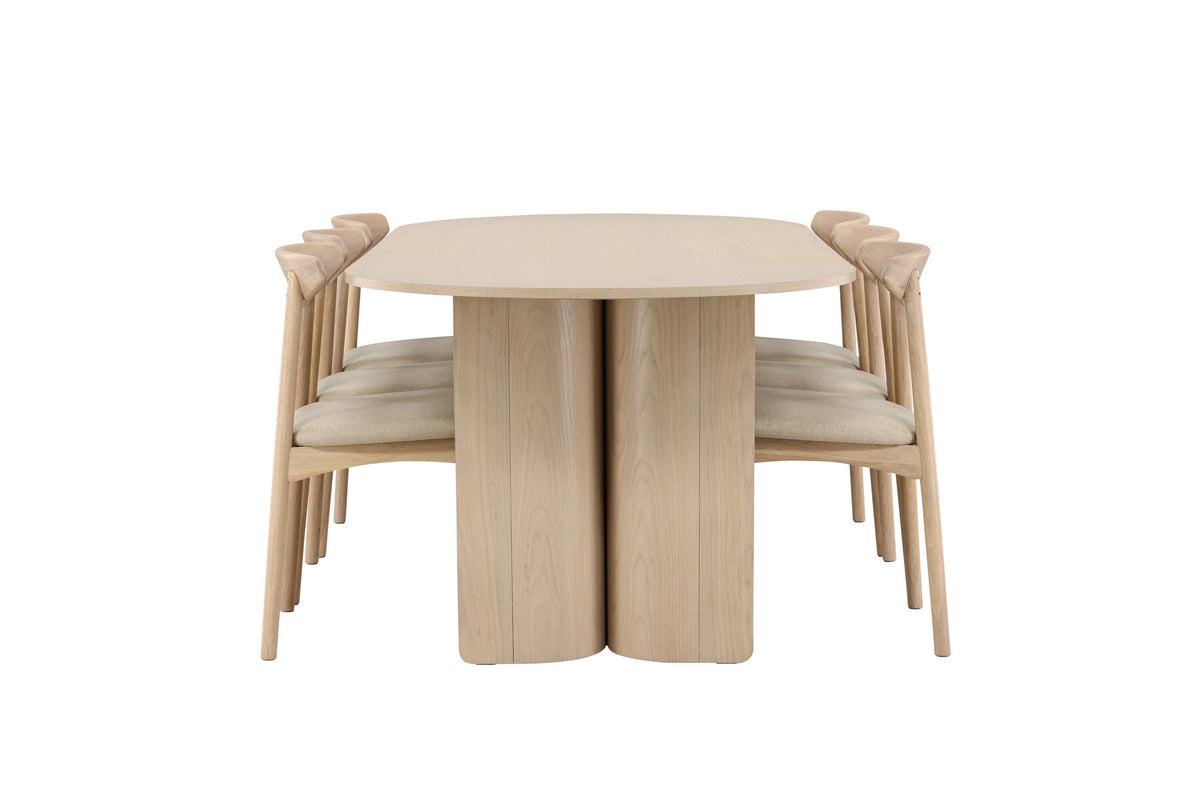 Tyresö Esstisch mit Ven Stühlen in Whitewash präsentiert im Onlineshop von KAQTU Design AG. Esszimmerset ist von Venture Home
