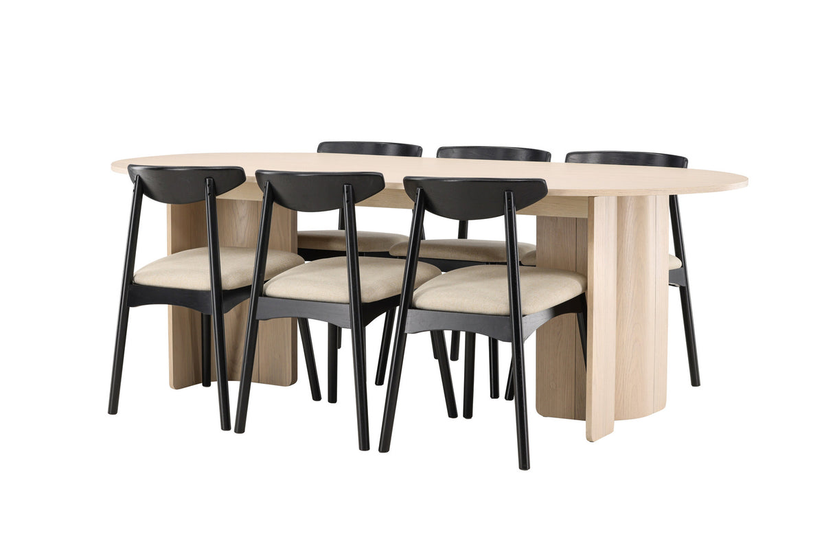 Tyresö Esstisch mit Ven Stühlen in Schwarz präsentiert im Onlineshop von KAQTU Design AG. Esszimmerset ist von Venture Home