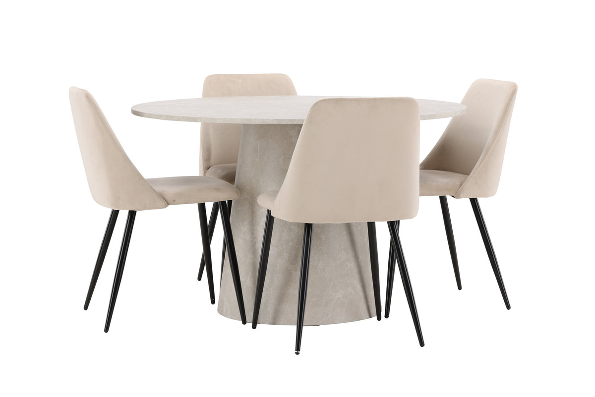 Esstisch Lanzo mit Nachtstuhl in Beige präsentiert im Onlineshop von KAQTU Design AG. Esszimmerset ist von Venture Home
