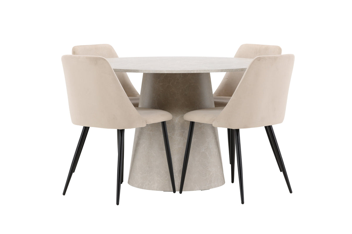 Esstisch Lanzo mit Nachtstuhl in Beige präsentiert im Onlineshop von KAQTU Design AG. Esszimmerset ist von Venture Home