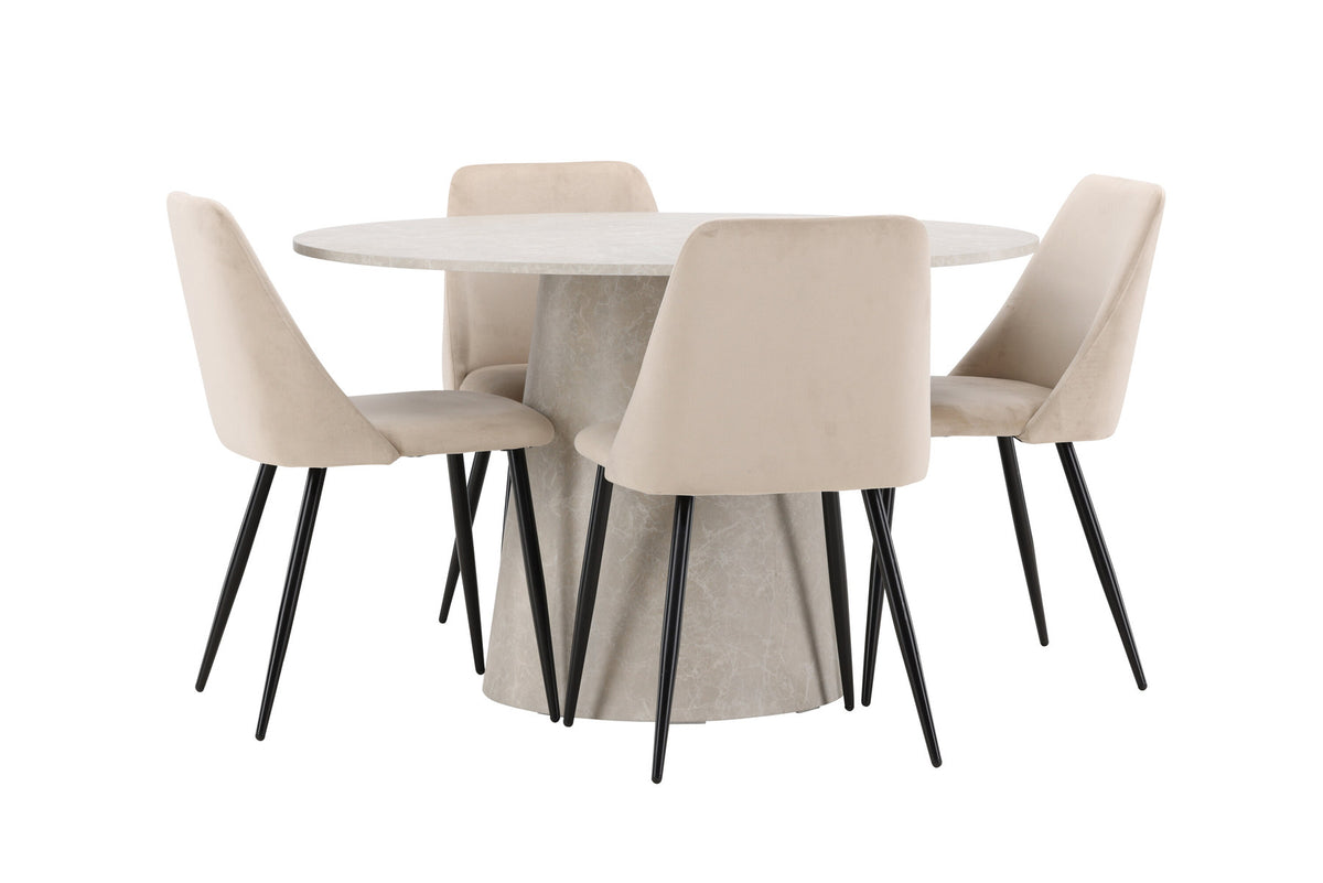 Esstisch Lanzo mit Nachtstuhl in Beige präsentiert im Onlineshop von KAQTU Design AG. Esszimmerset ist von Venture Home