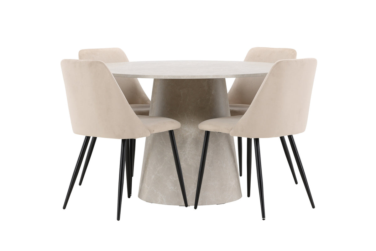 Esstisch Lanzo mit Nachtstuhl in Beige präsentiert im Onlineshop von KAQTU Design AG. Esszimmerset ist von Venture Home