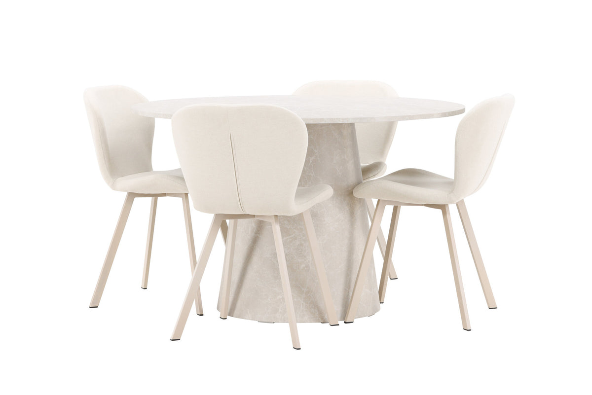 Esstisch Lanzo mit Lilja Stuhl in Beige präsentiert im Onlineshop von KAQTU Design AG. Esszimmerset ist von Venture Home