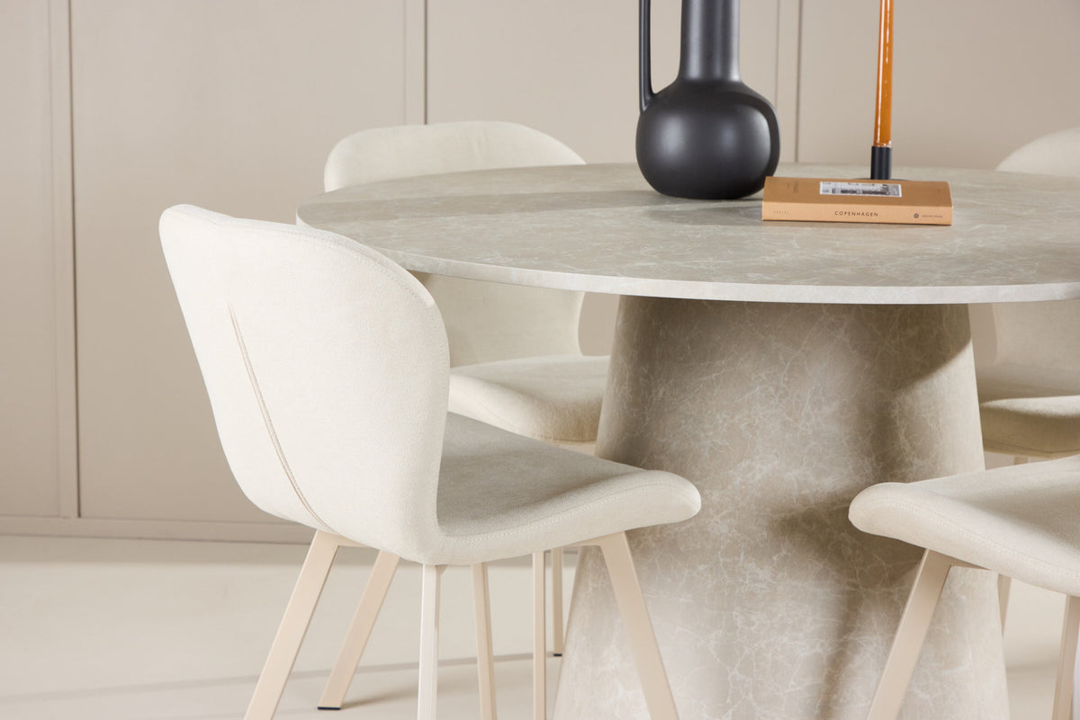 Esstisch Lanzo mit Lilja Stuhl in Beige präsentiert im Onlineshop von KAQTU Design AG. Esszimmerset ist von Venture Home