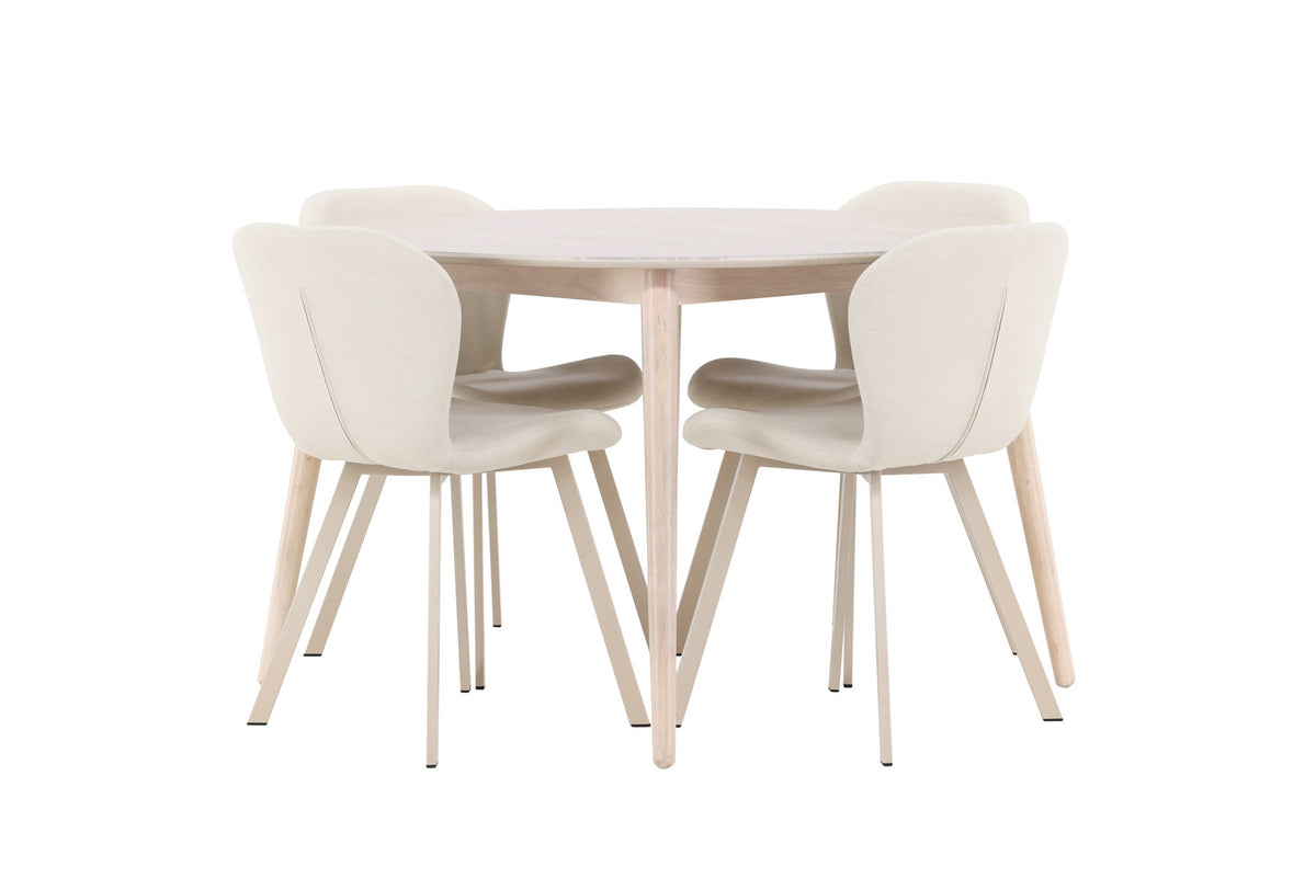 Esstisch Flora mit Lilja Stuhl in White Wash präsentiert im Onlineshop von KAQTU Design AG. Esszimmerset ist von Venture Home