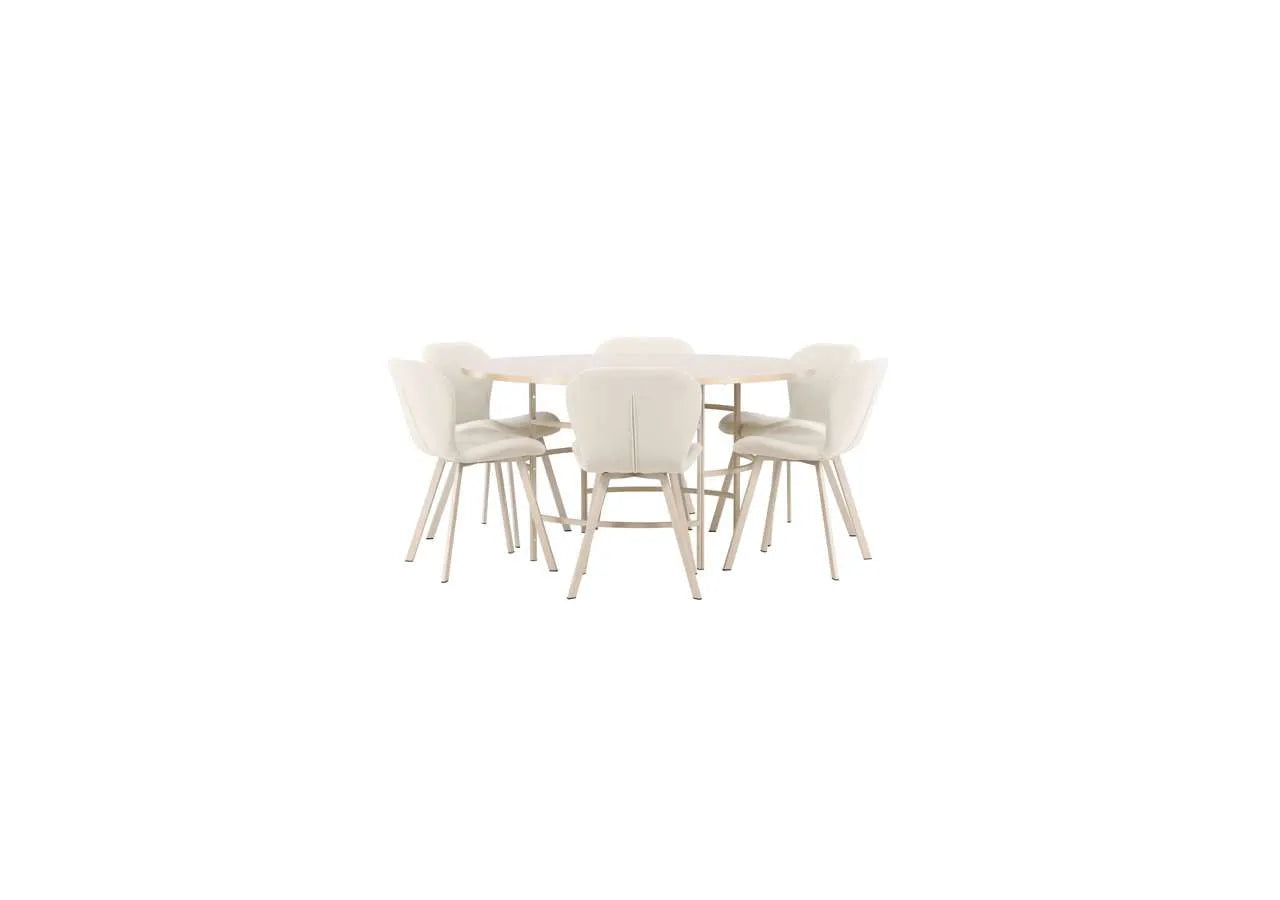 Eleganter Esstisch Copenhagen mit bequemen Lilja Stühlen von Venture Home, perfekt für moderne Esszimmer.