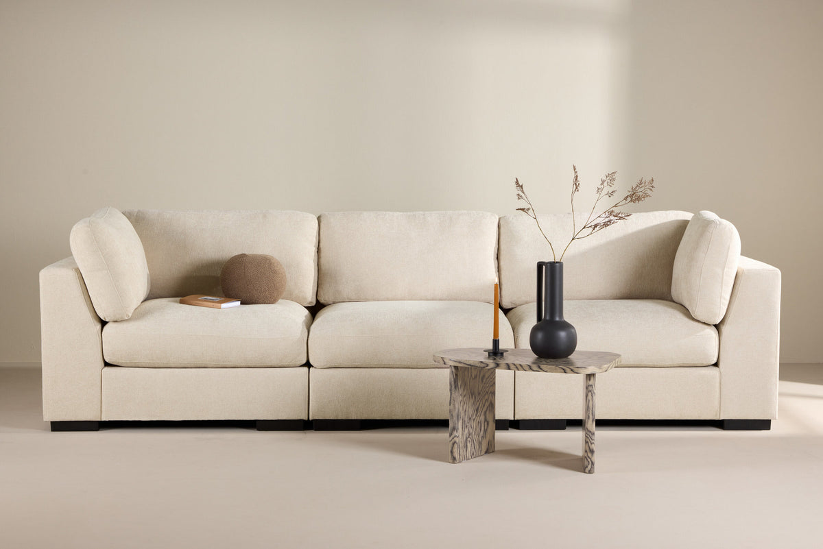 Salerno Corner Sofa Beige + Corner Sofa Beige + Corner Sofa Beige in Beige präsentiert im Onlineshop von KAQTU Design AG. 3er Sofa ist von